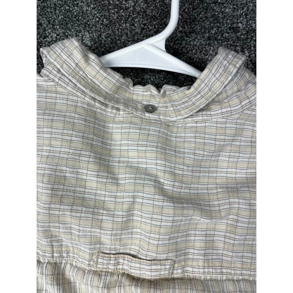 North Face Shirt Mens Medium Button Down Single Pocket Short Sleeve Plaid Yellow